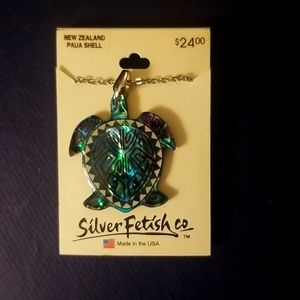 Paua shell turtle necklace
